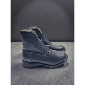 Toe Warmers Womens Black Leather Faux Fur Lined Zip Winter Boots Size 9W